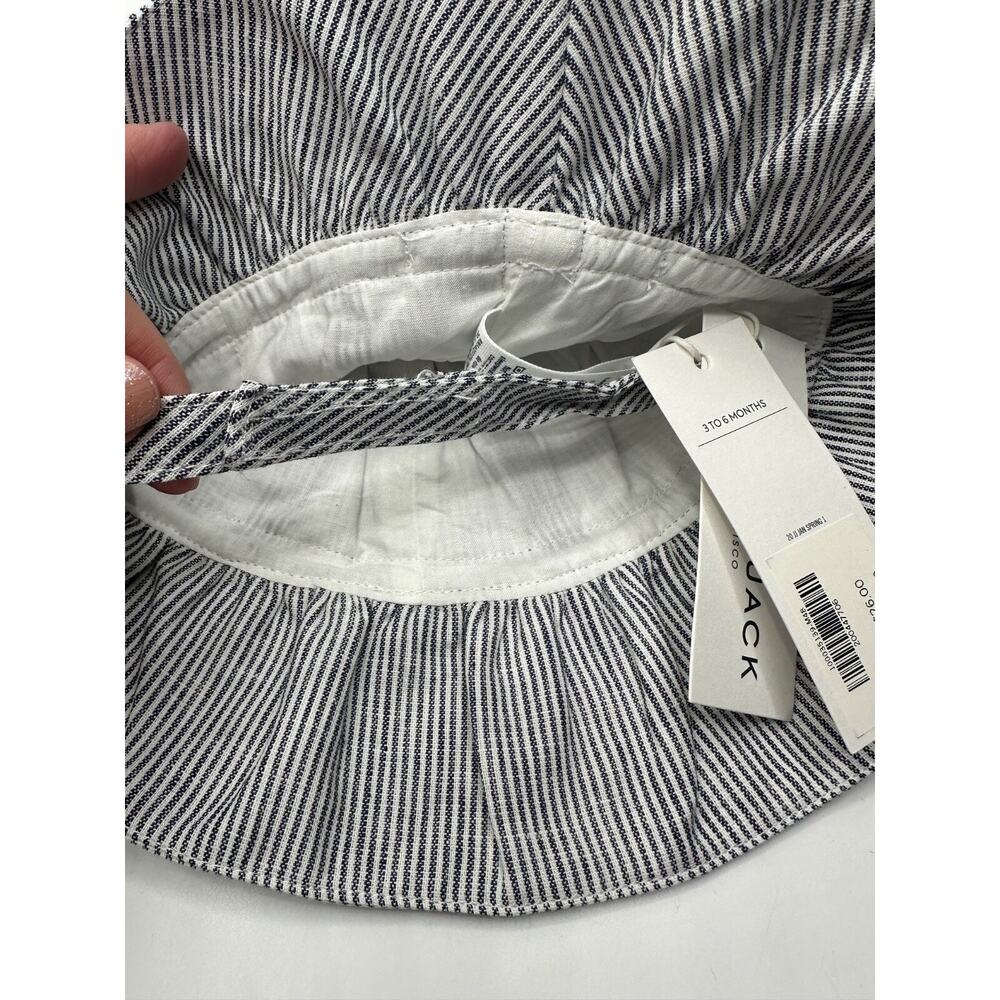 NEW Janie & Jack infant sun hat size 3-6 months Linen Blend Striped $22 Bow B16 - Picture 3 of 5